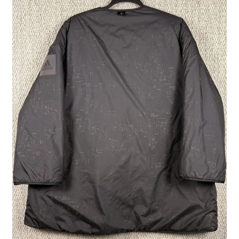 adidas Puffer Liner Jacket Mens XL Black Recycled Padded Snap Coat GL1008